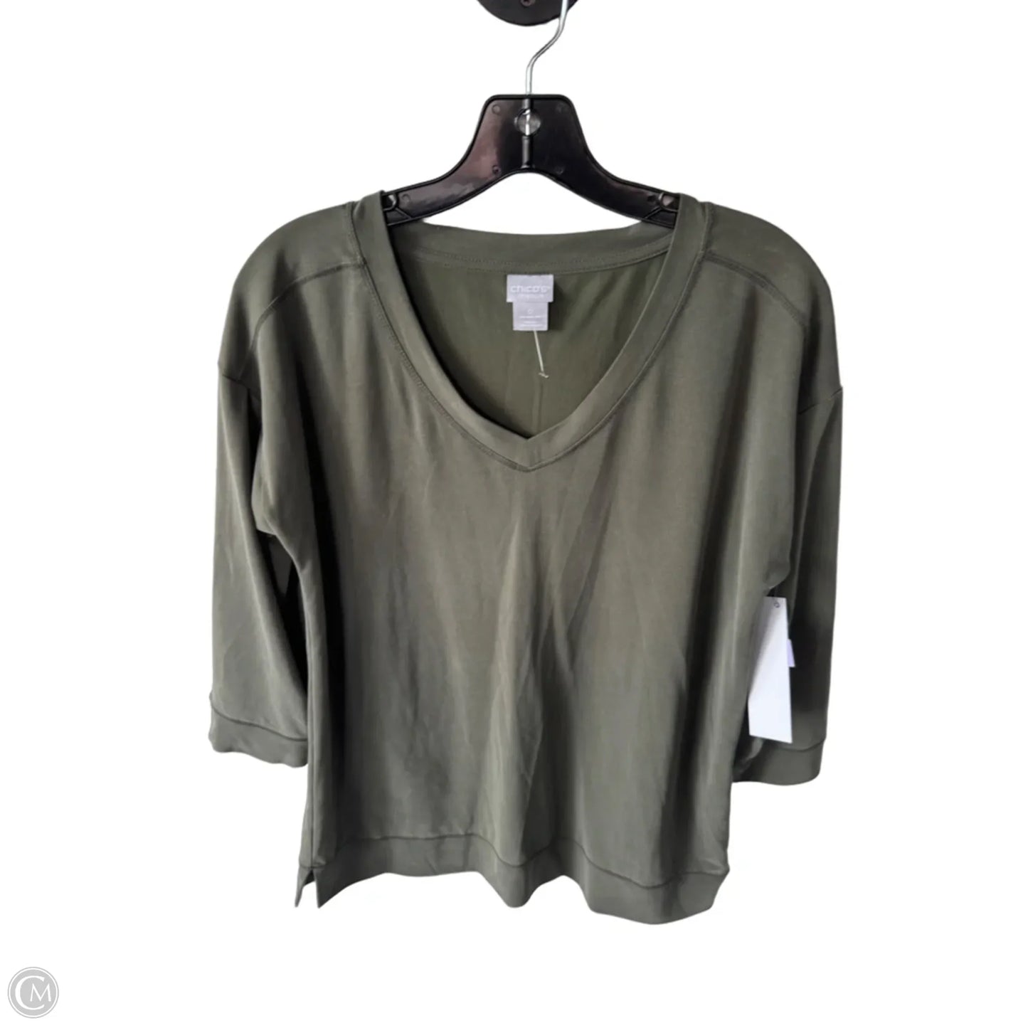 Top 3/4 Sleeve By Chicos In Green, Size: S