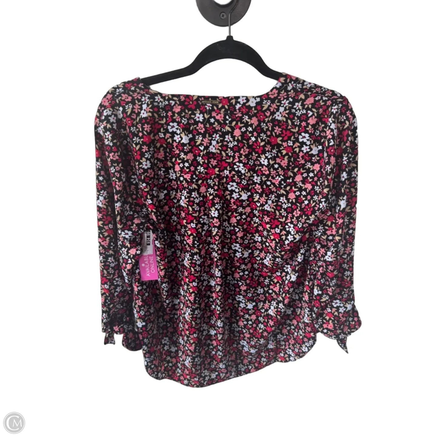 Top 3/4 Sleeve By Michael By Michael Kors In Black & Red, Size: M