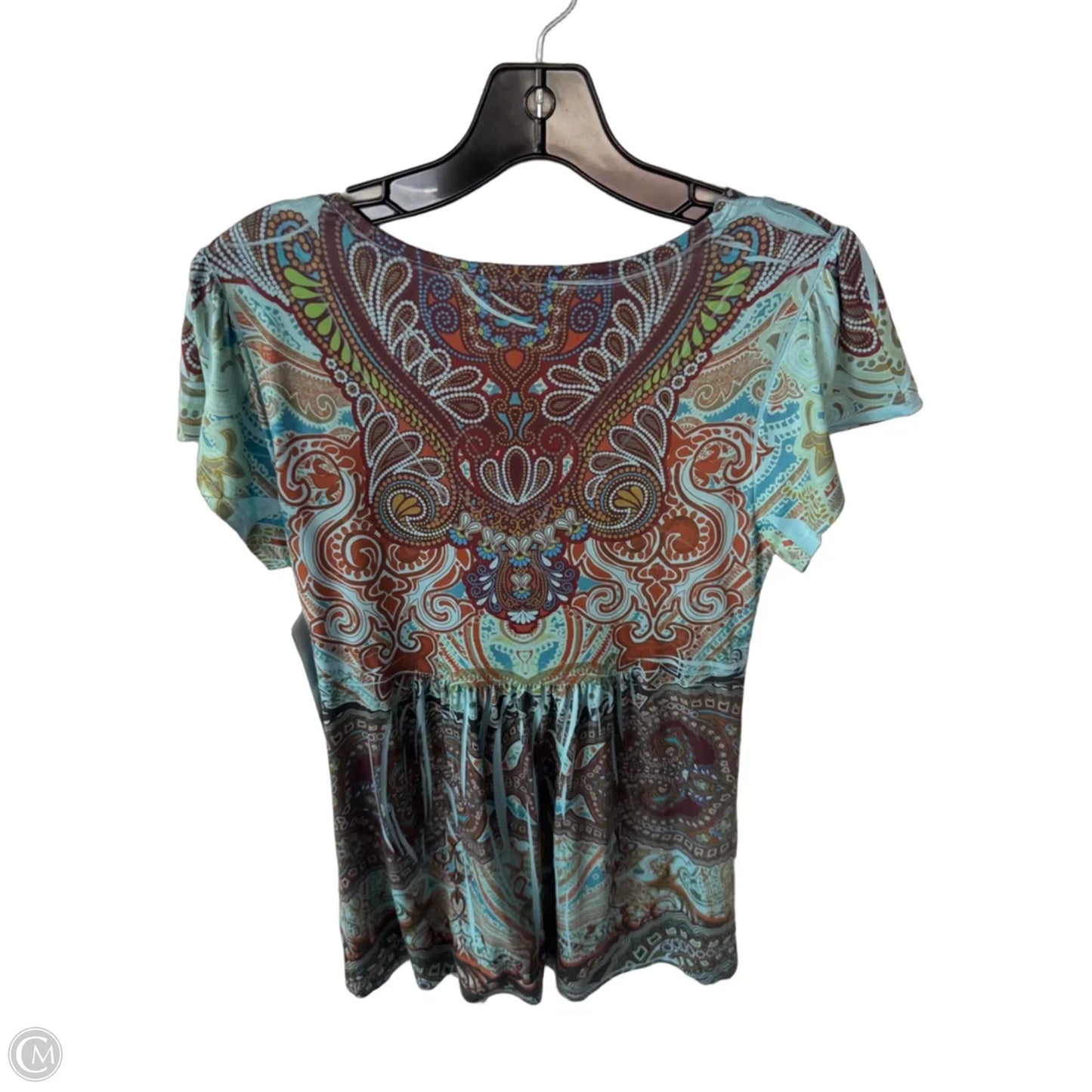 Top Short Sleeve By Apt 9 In Blue & Brown, Size: Lp