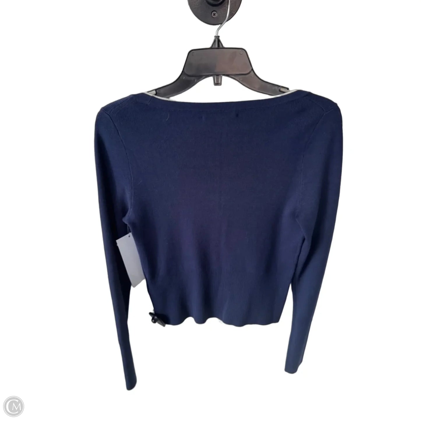 Sweater Cardigan By Madewell In Blue & White, Size: M