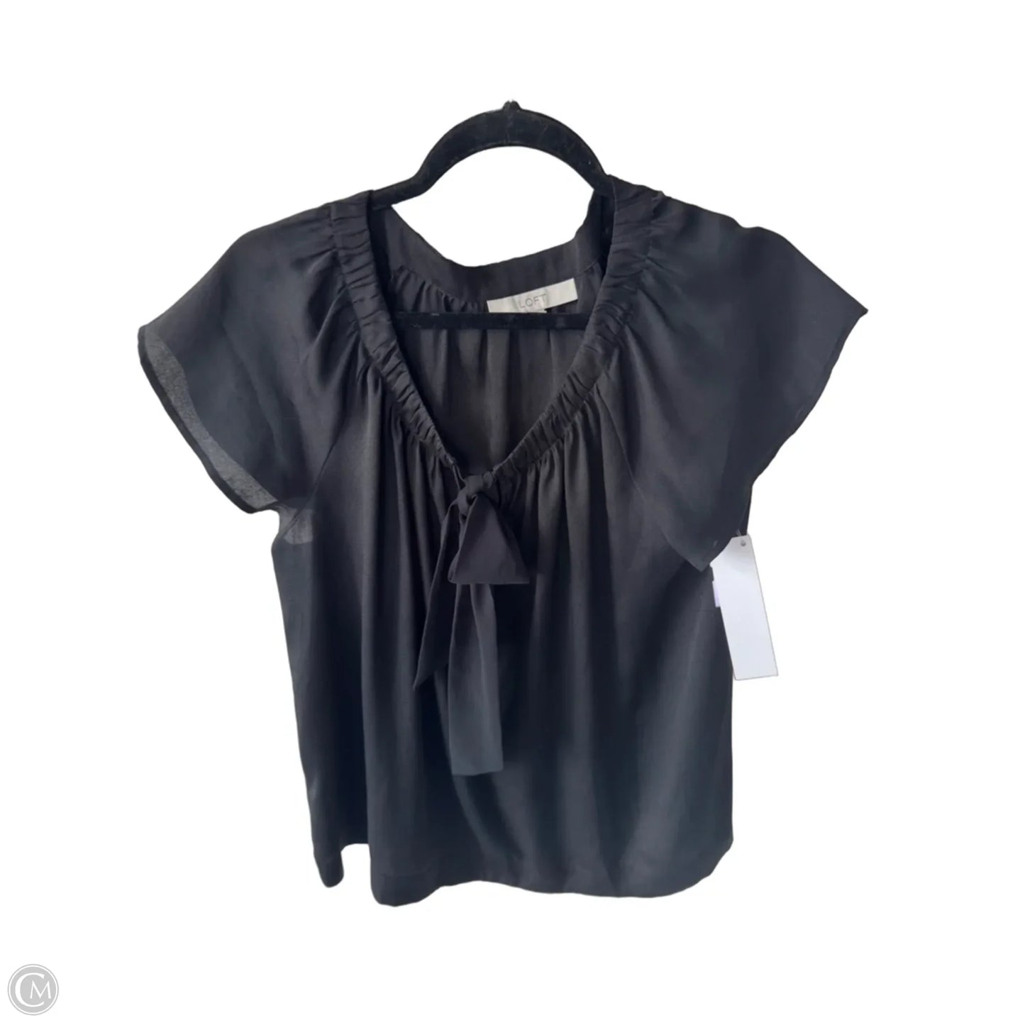 Top Short Sleeve By Loft In Black, Size: L