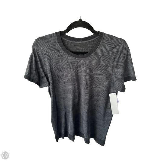 Athletic Top Short Sleeve By Lululemon In Black & Grey, Size: M