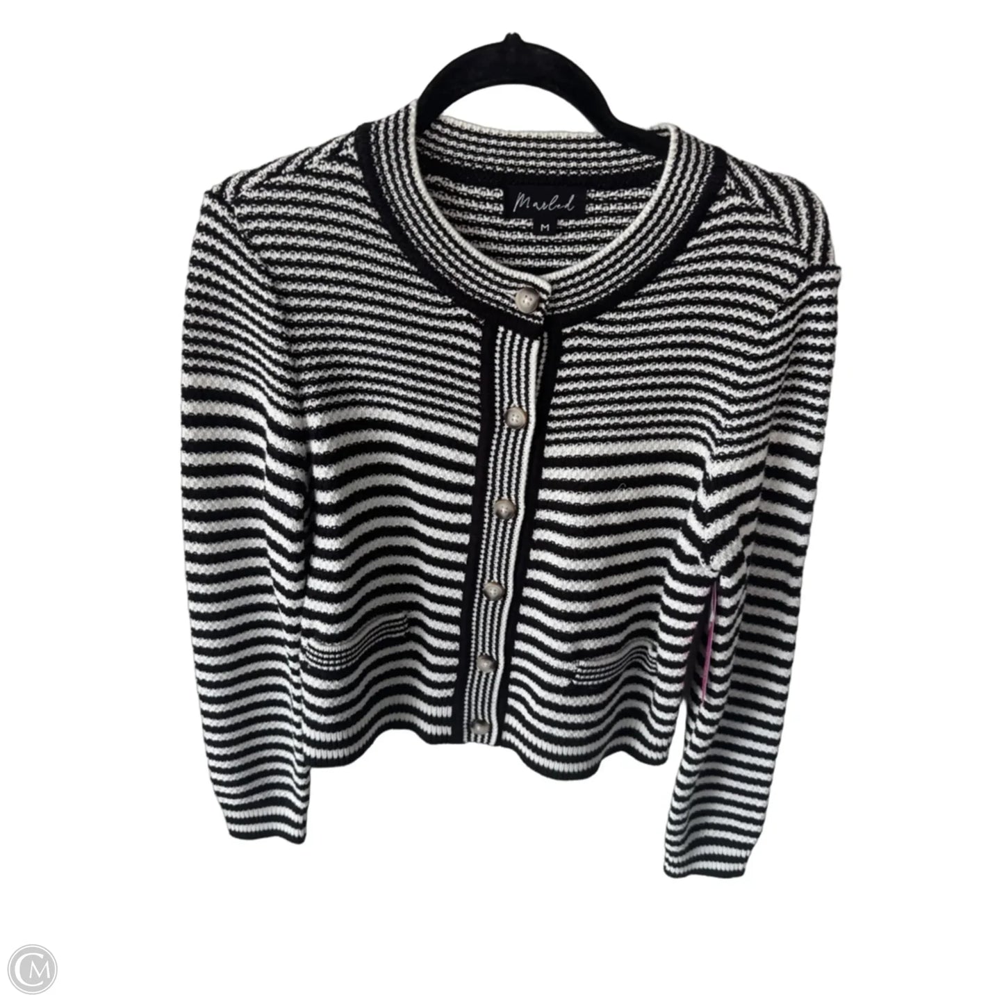 Sweater Cardigan By Marled In Black & White, Size: M