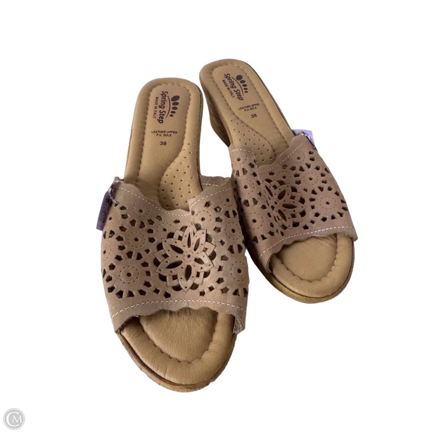 Sandals Heels Wedge By Spring Step In Brown, Size: 7.5