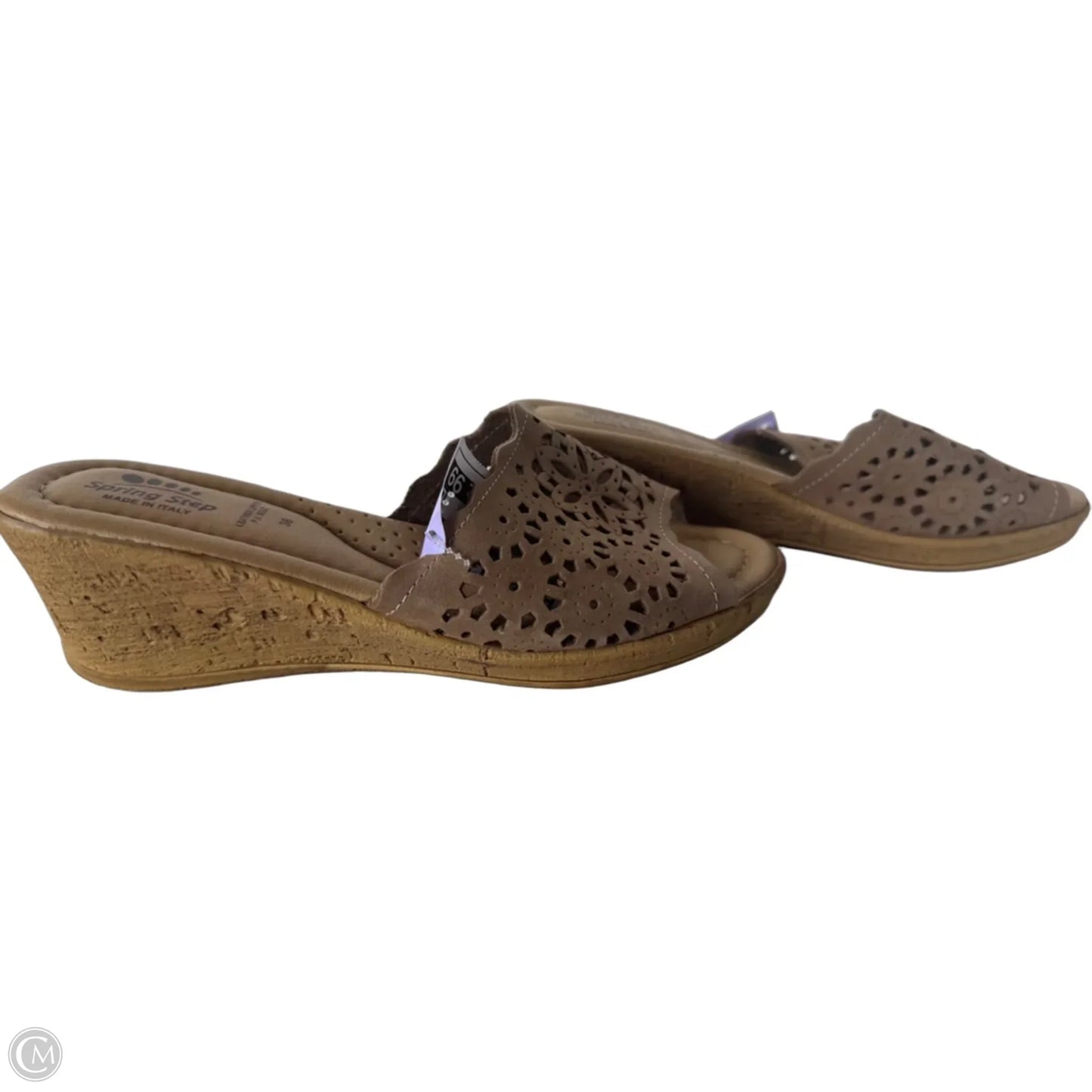 Sandals Heels Wedge By Spring Step In Brown, Size: 7.5