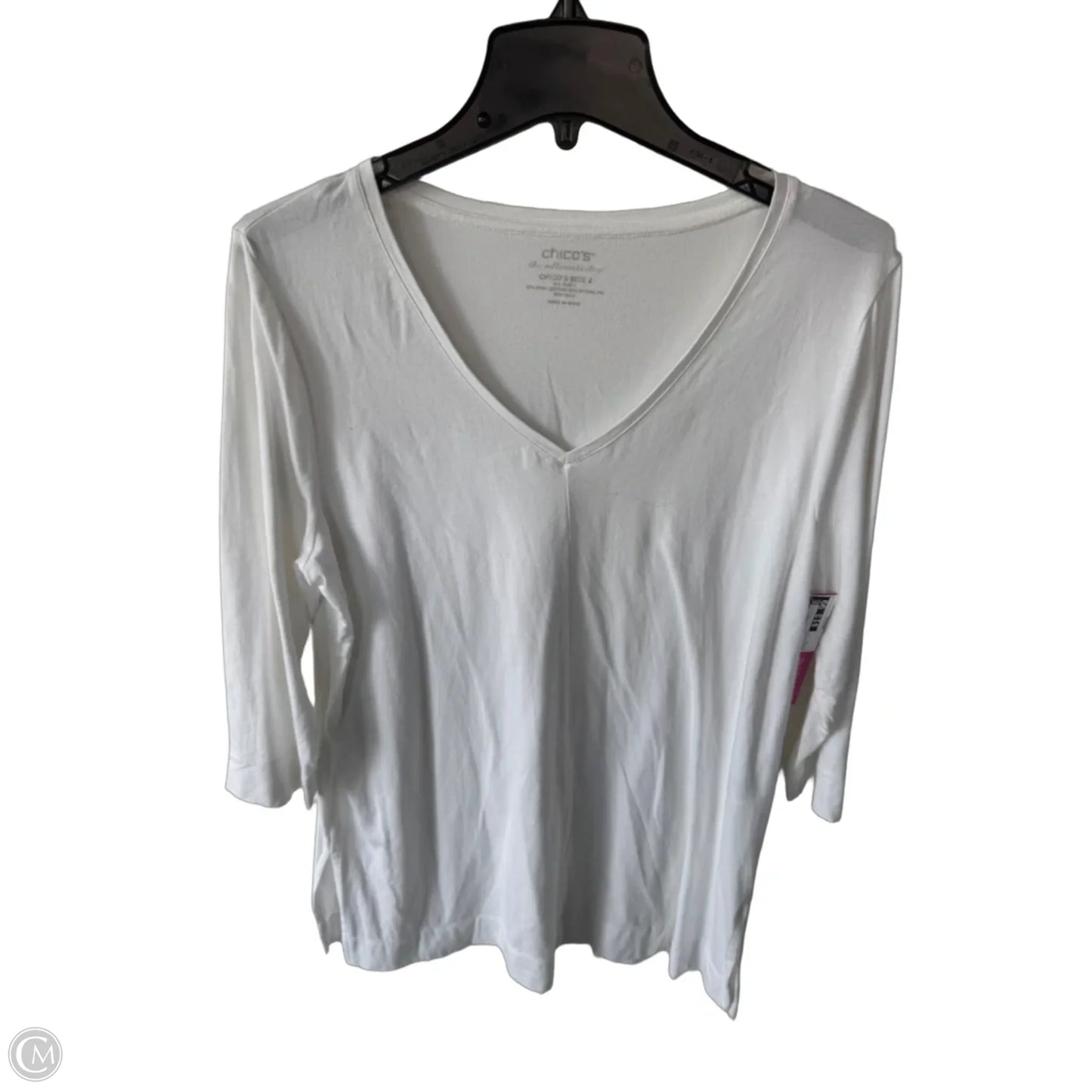 Top 3/4 Sleeve Basic By Chicos In White, Size: L