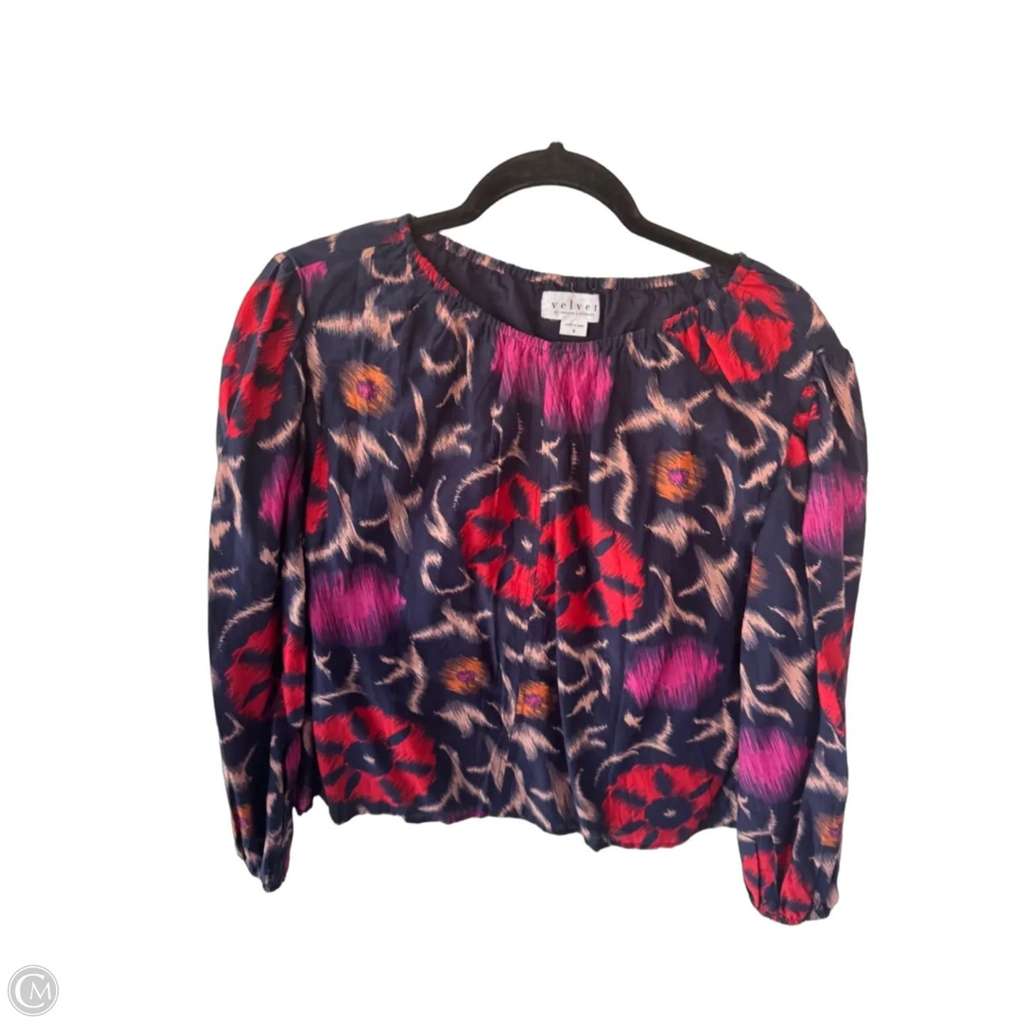 Top Long Sleeve By Velvet By Graham & Spencer In Blue & Pink, Size: S