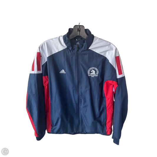 Jacket Windbreaker By Adidas In Blue & Red & White, Size: S