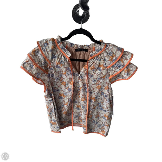 Top Short Sleeve By Strut & Bolt In Cream & Orange, Size: S