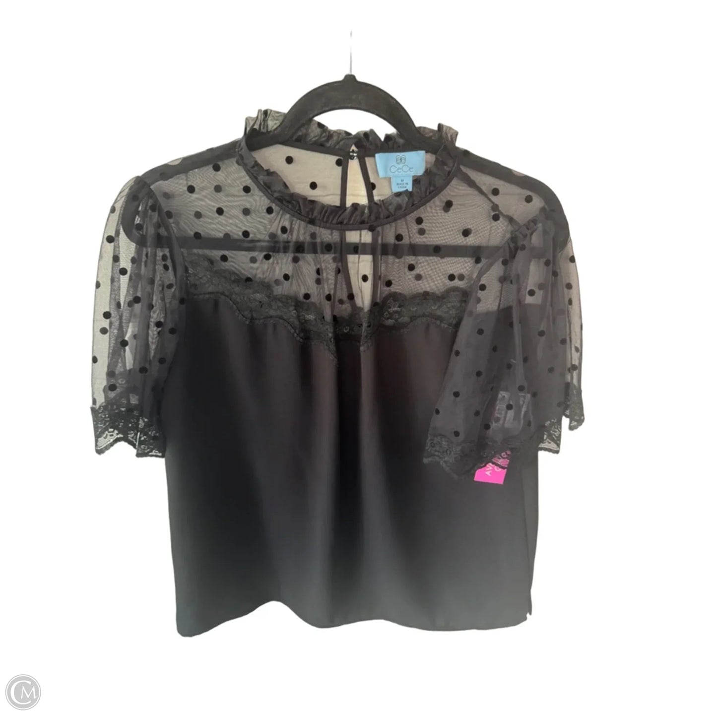 Top Short Sleeve By Cece In Black, Size: M