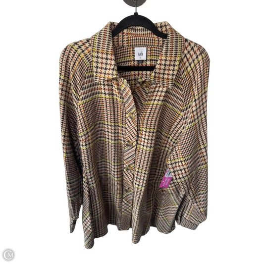Jacket Shirt By Cabi In Brown & Cream, Size: Xl