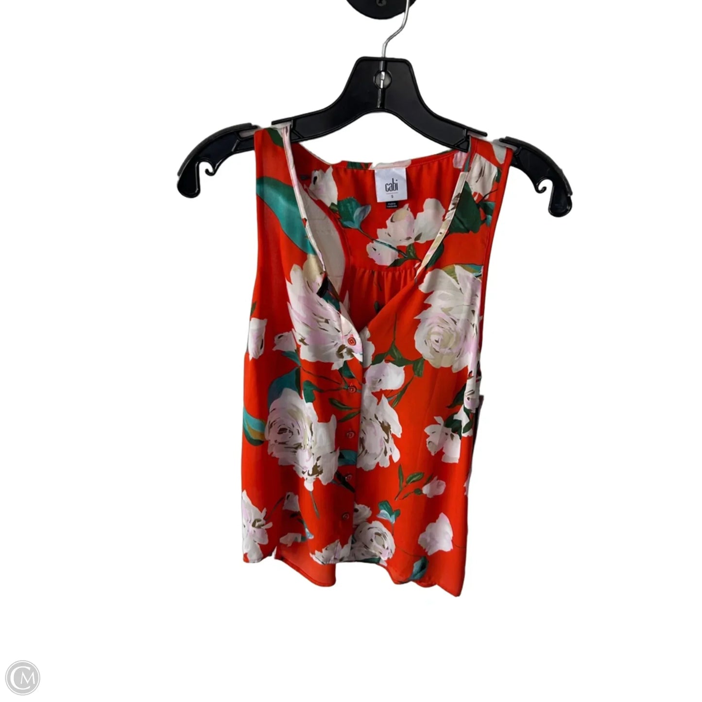 Top Sleeveless By Cabi In Orange & White, Size: S