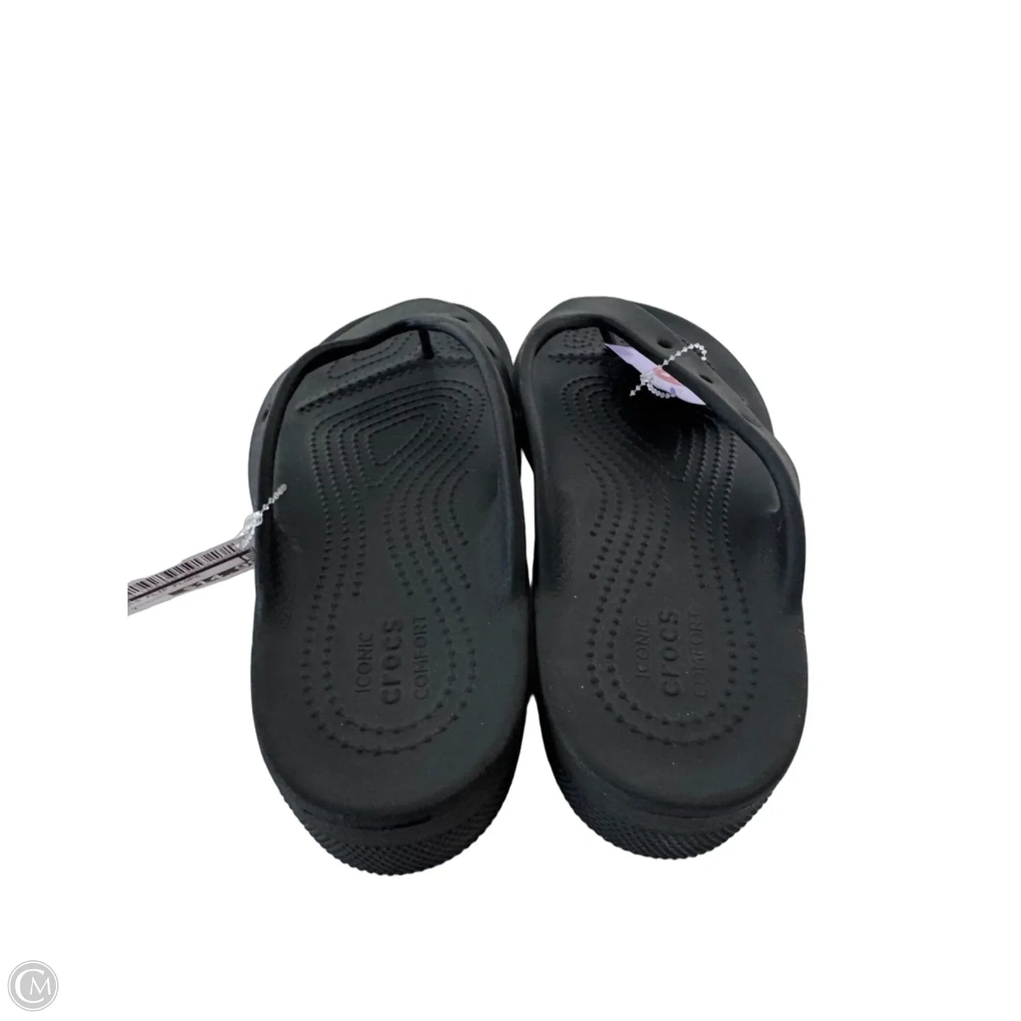 Sandals Flip Flops By Crocs In Black, Size: 7