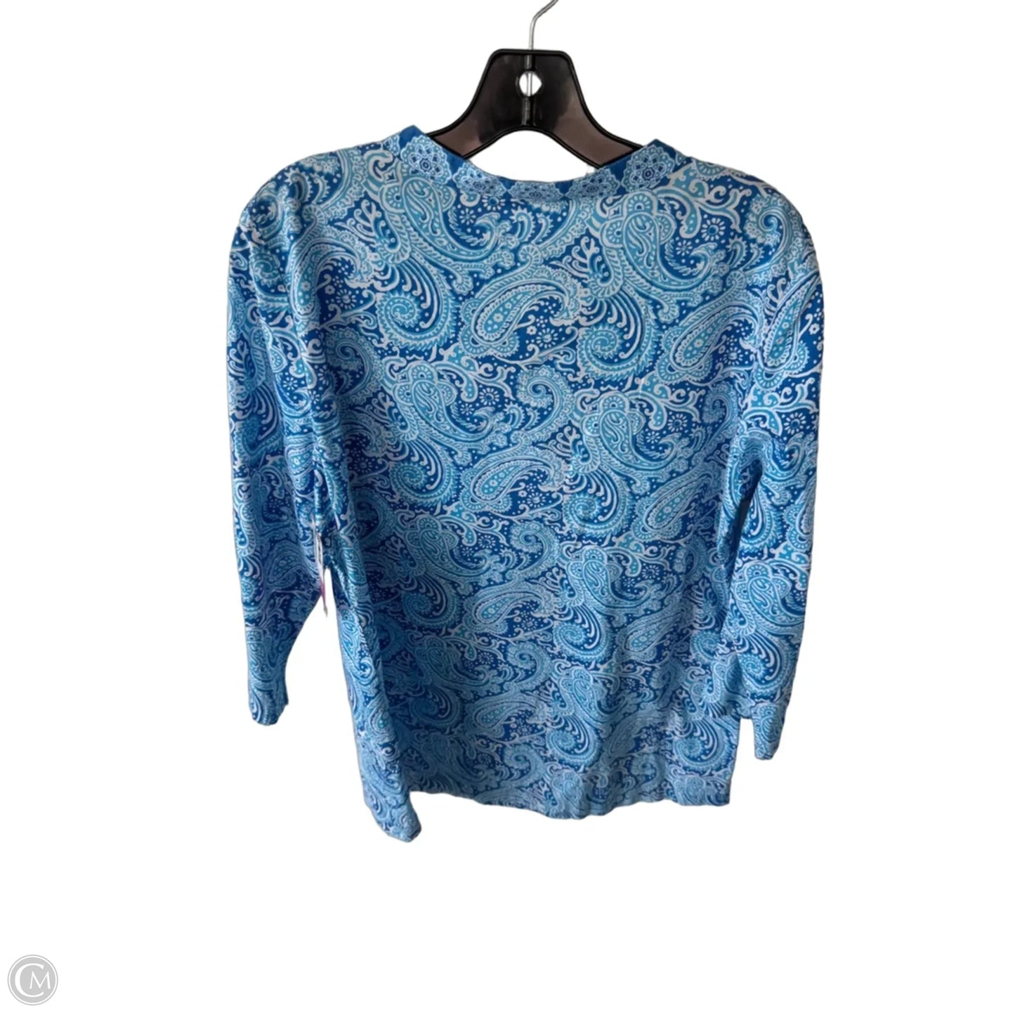 Top Long Sleeve By Talbots In Blue & White, Size: M