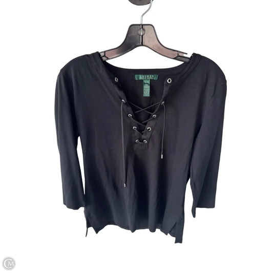 Top 3/4 Sleeve By Lauren By Ralph Lauren In Black, Size: M