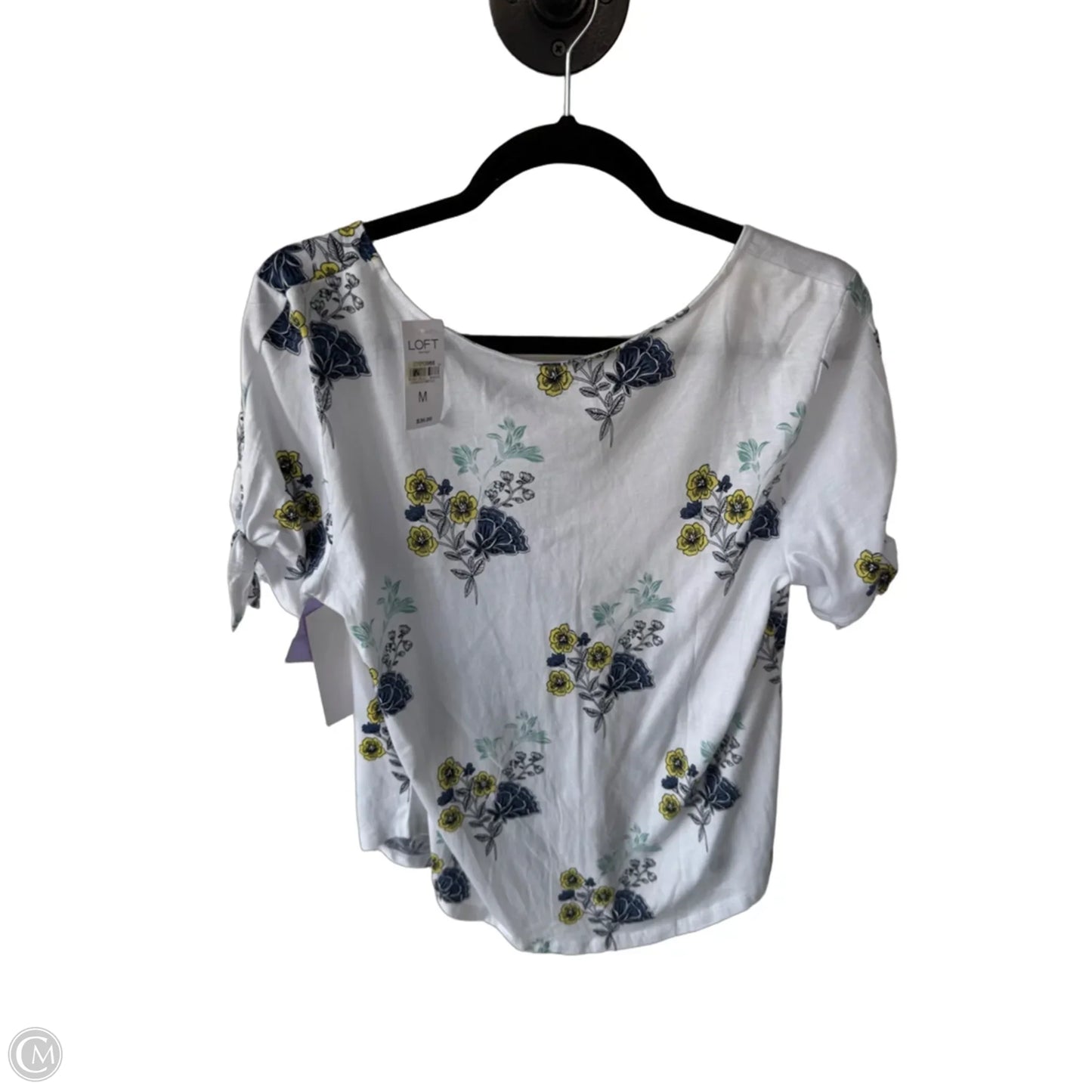 Top Short Sleeve By Loft In Blue & White, Size: M