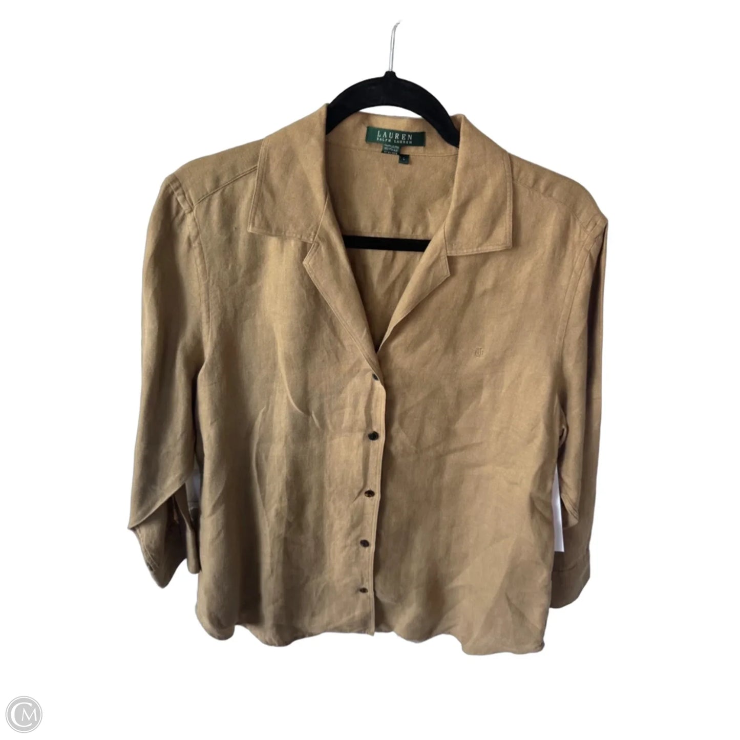 Top 3/4 Sleeve By Lauren By Ralph Lauren In Tan, Size: L
