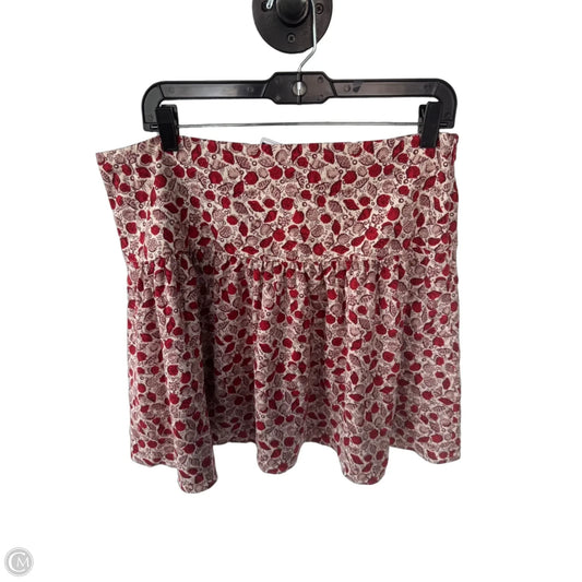 Skirt Mini & Short By Ann Taylor In Cream & Red, Size: L