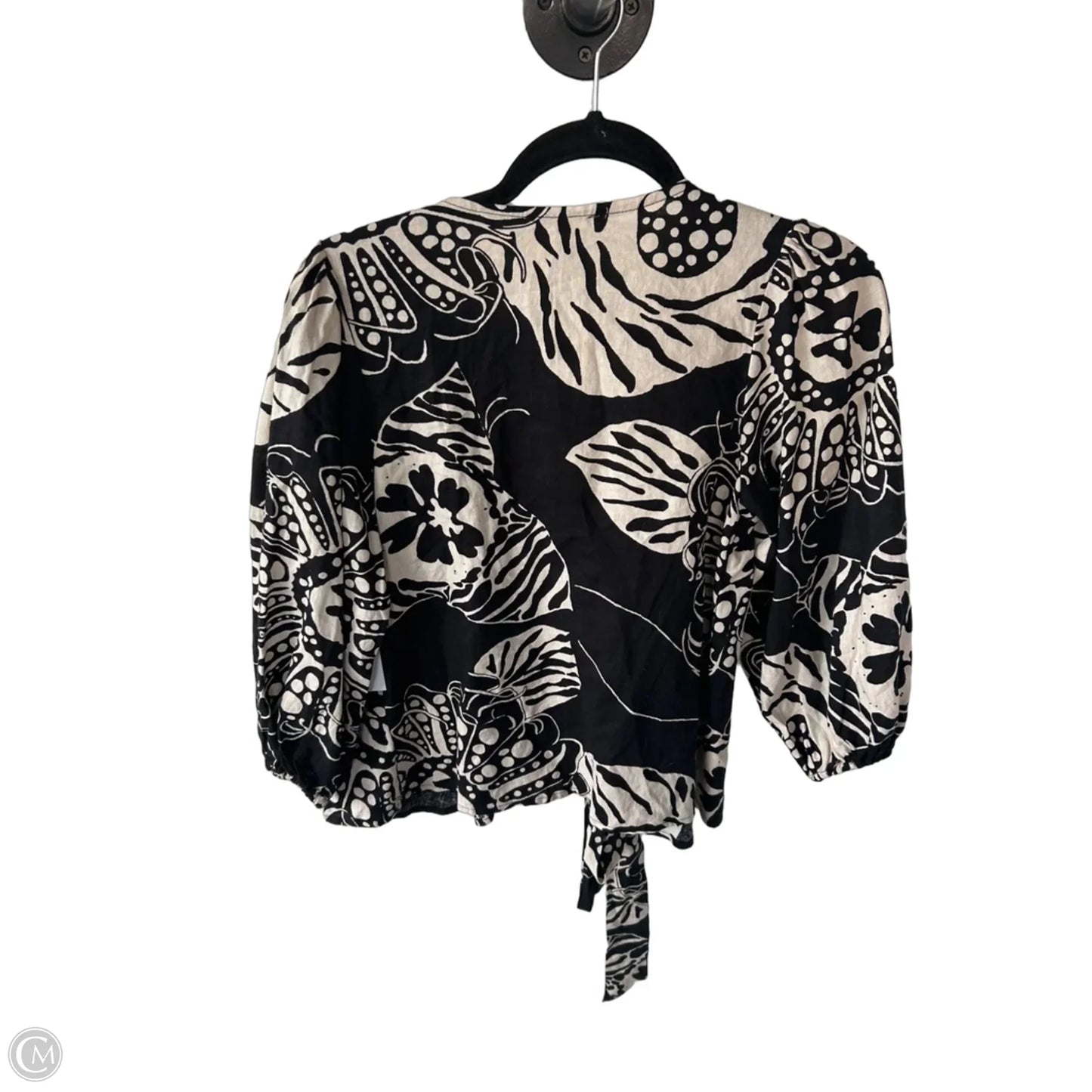 Top Long Sleeve By Christian Siriano In Black & Cream, Size: Xs
