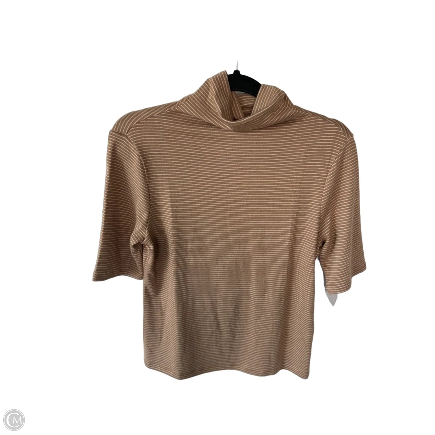 Sweater Short Sleeve By Banana Republic In Tan & White, Size: M