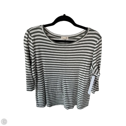 Top 3/4 Sleeve Basic By Nic + Zoe In Green & White, Size: Xxl