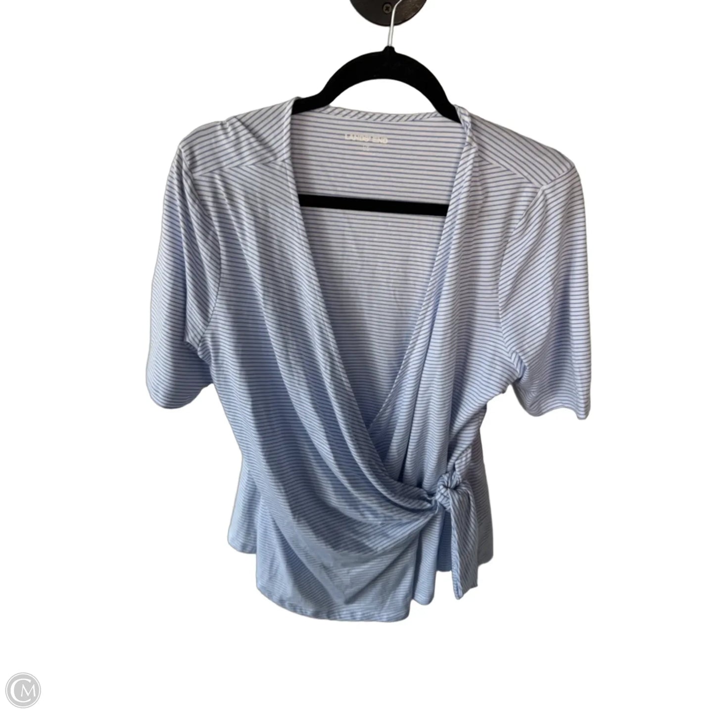 Top Short Sleeve By Lands End In Blue & White, Size: L