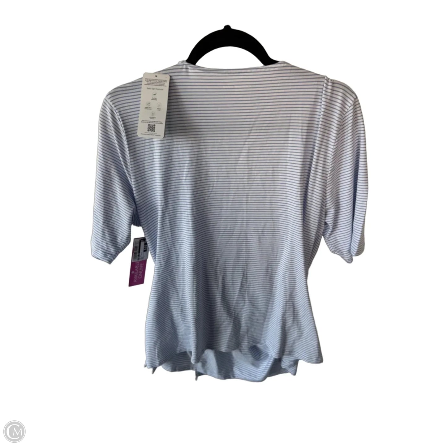 Top Short Sleeve By Lands End In Blue & White, Size: L