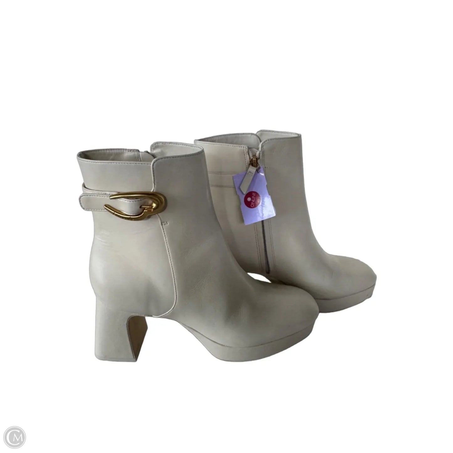 Boots Mid-calf Heels By Cmb In Cream, Size: 8.5