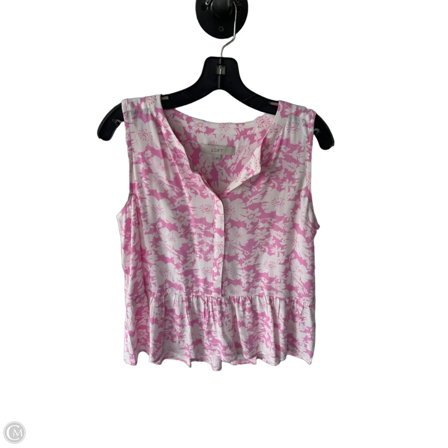 Top Sleeveless By Loft In Pink & White, Size: S