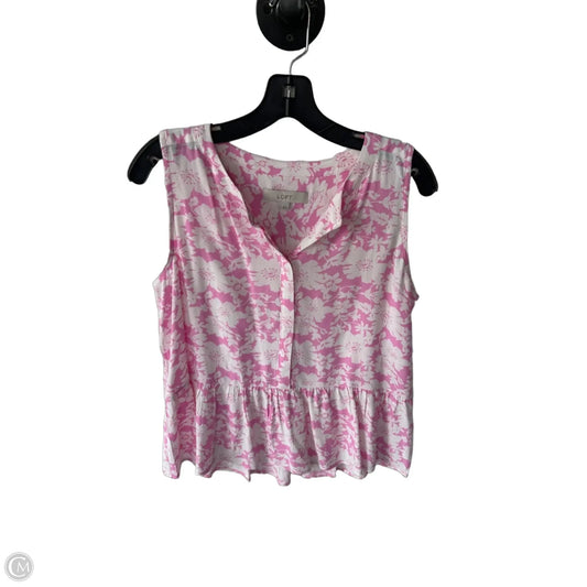 Top Sleeveless By Loft In Pink & White, Size: S