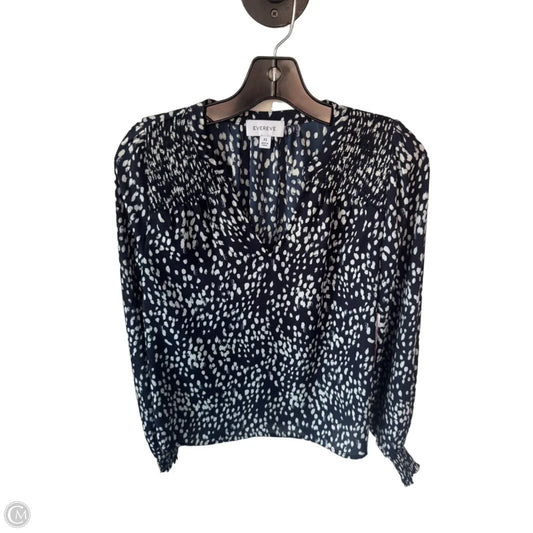 Top Long Sleeve By Evereve In Blue & White, Size: Xs