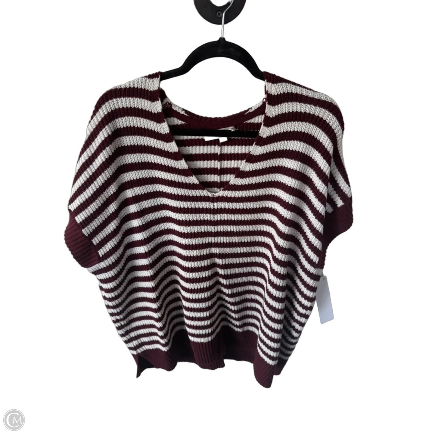 Vest Sweater By Loft In Red & White, Size: L