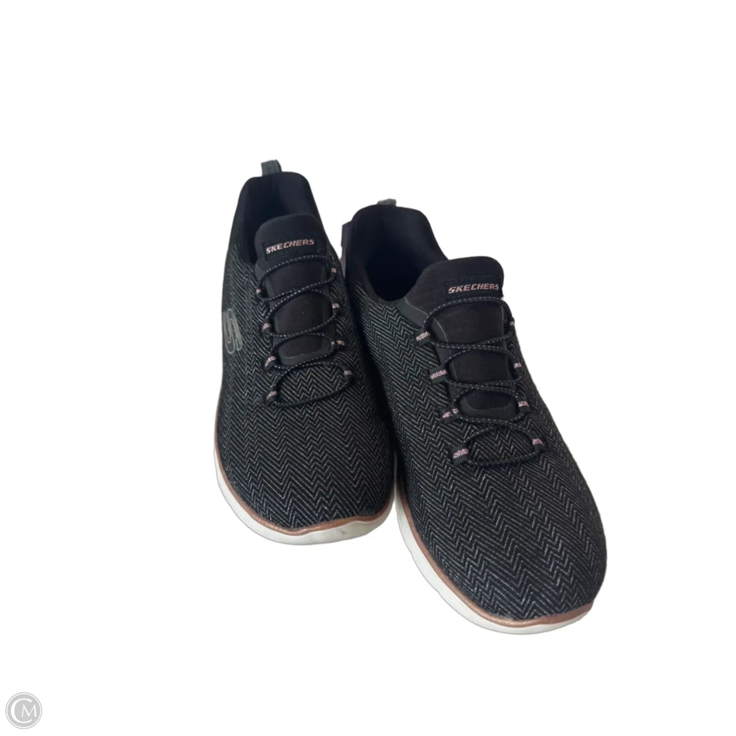 Shoes Athletic By Skechers In Black & Gold, Size: 8