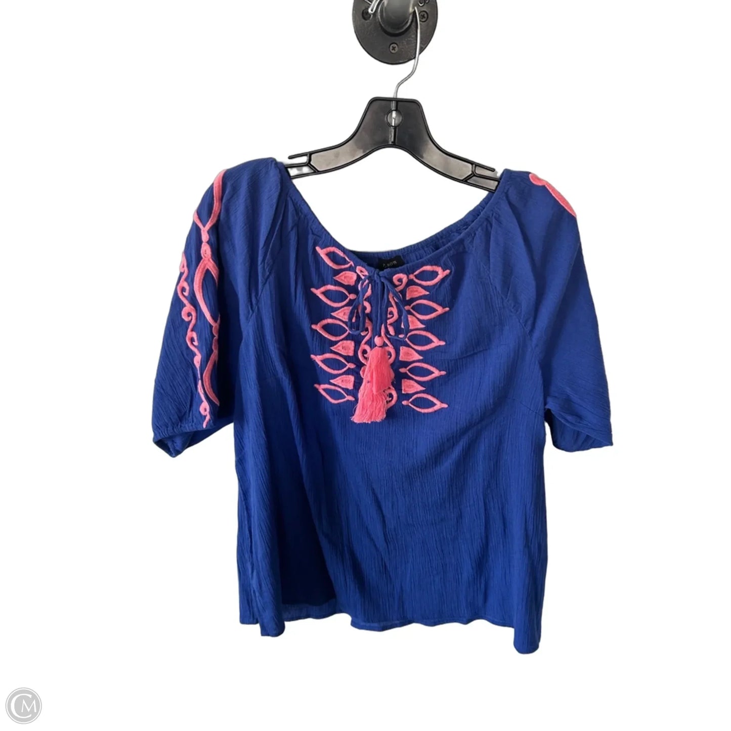 Top Short Sleeve By Talbots In Blue & Pink, Size: L