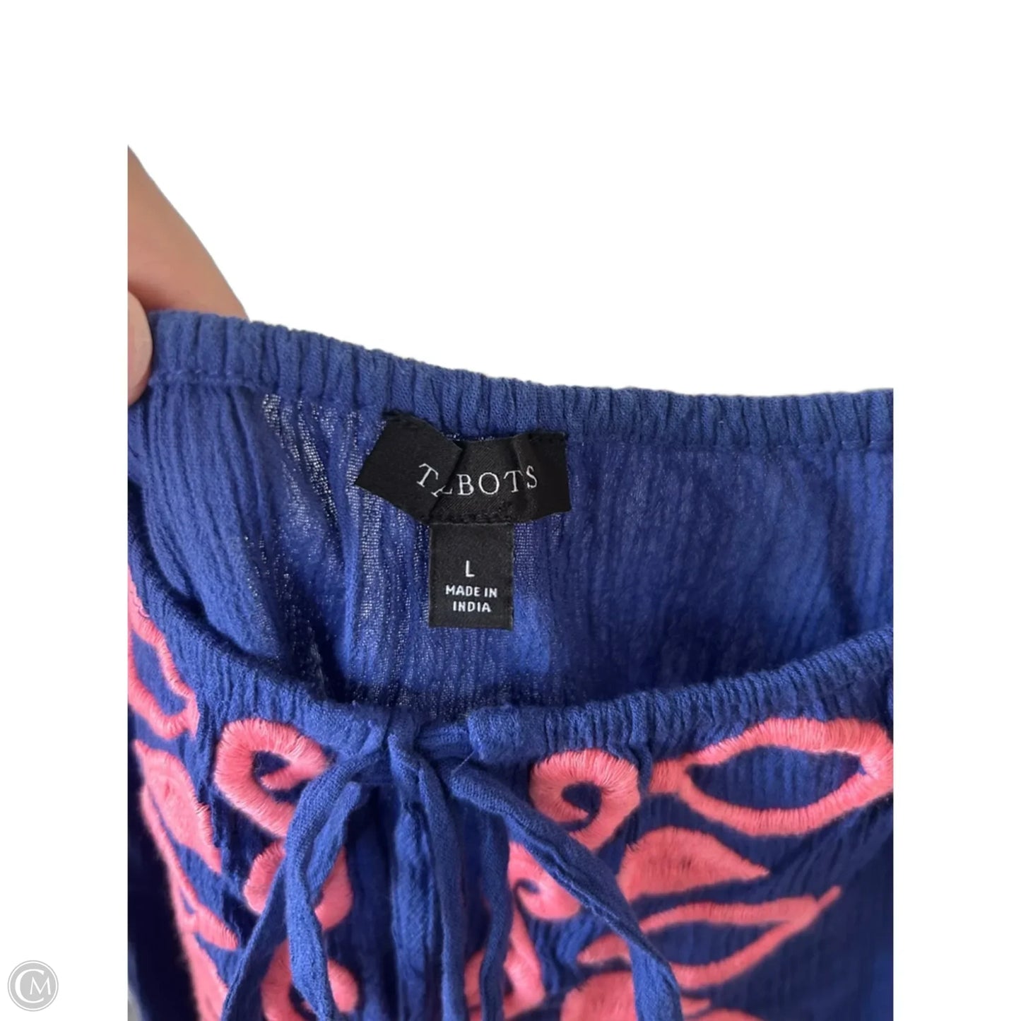 Top Short Sleeve By Talbots In Blue & Pink, Size: L