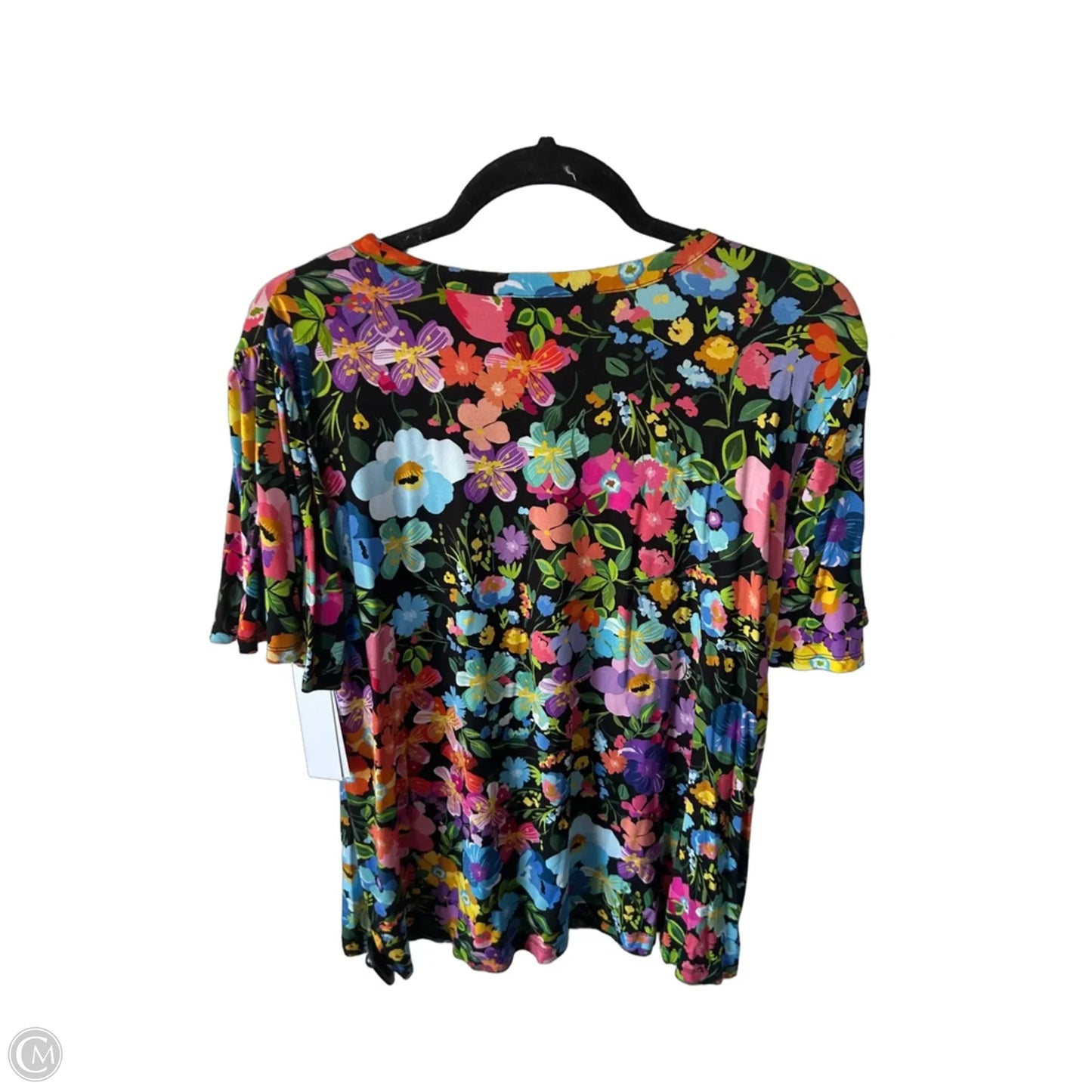 Top Short Sleeve Designer By Johnny Was In Black & Orange, Size: L
