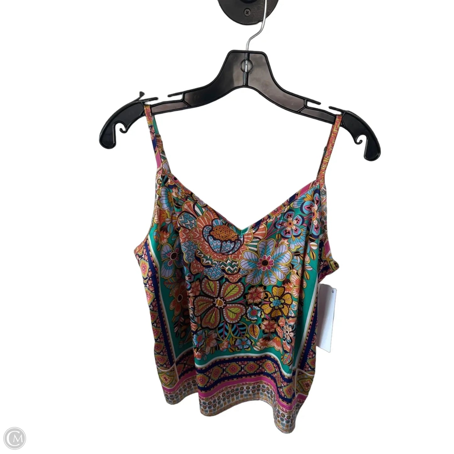 Top Sleeveless By Molly Bracken In Green & Orange, Size: M