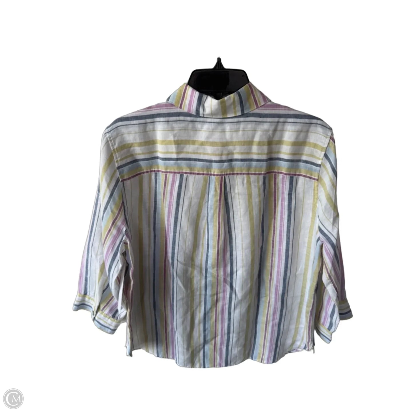 Top 3/4 Sleeve By Chicos In Blue & White, Size: L