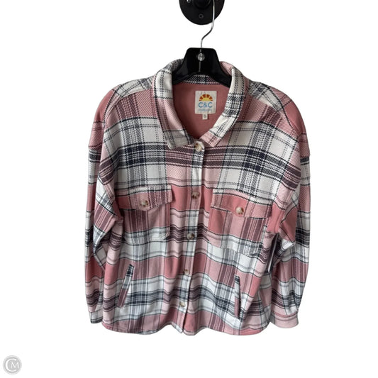 Jacket Shirt By C And C In Blue & Pink, Size: Xl