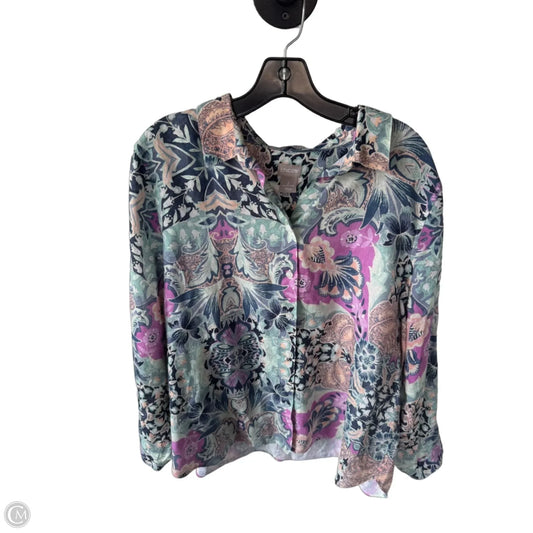 Top Long Sleeve By Chicos In Green & Purple, Size: Xl