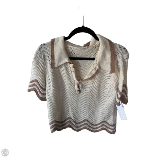 Sweater Short Sleeve By Entro In Cream & Tan, Size: S