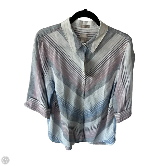 Tunic 3/4 Sleeve By Chicos In Blue & White, Size: Xl