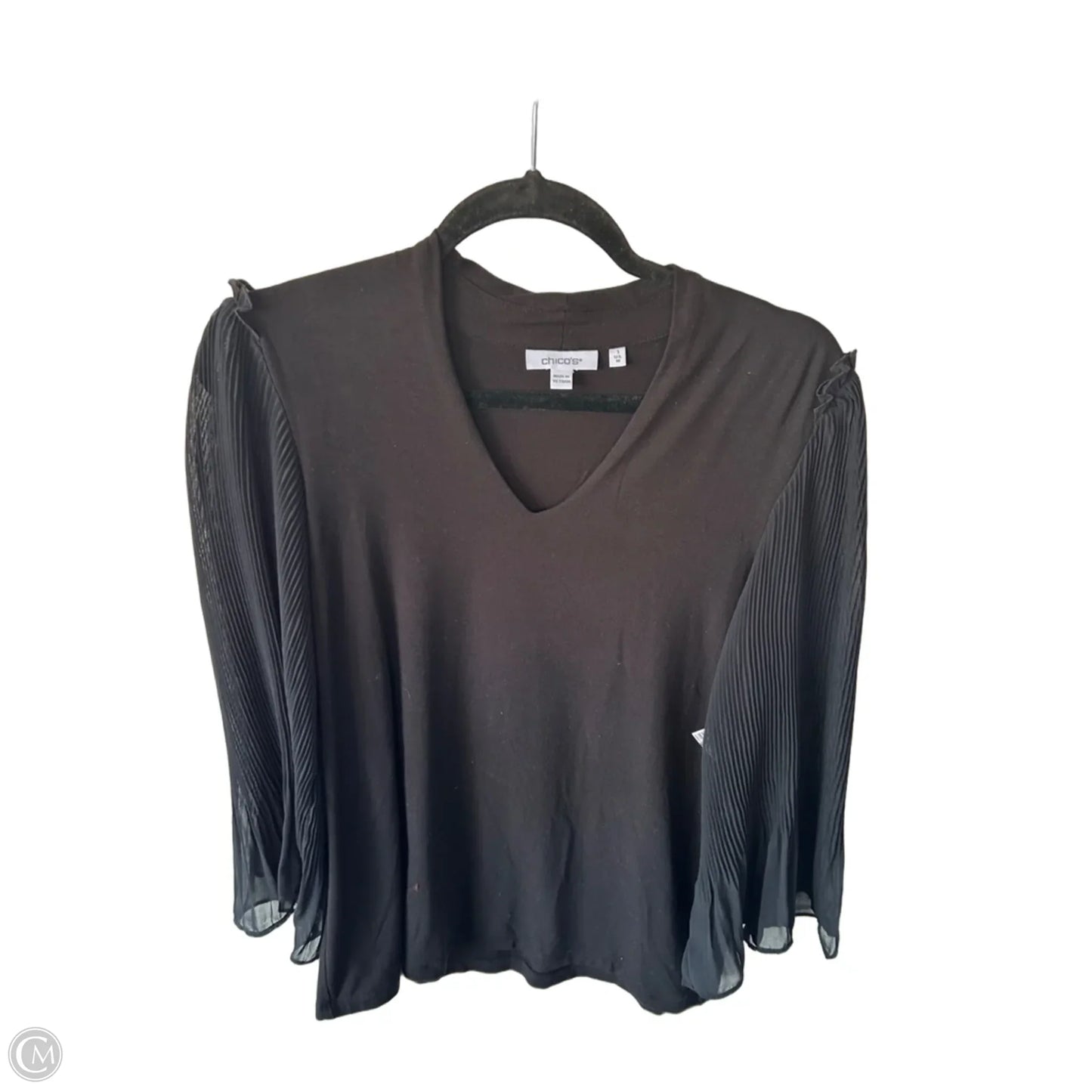 Top Long Sleeve By Chicos In Black, Size: M