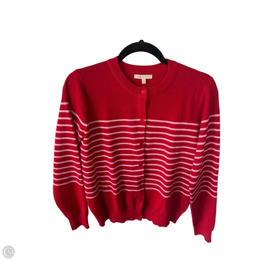 Sweater Cardigan By Skies Are Blue In Red & White, Size: Xs