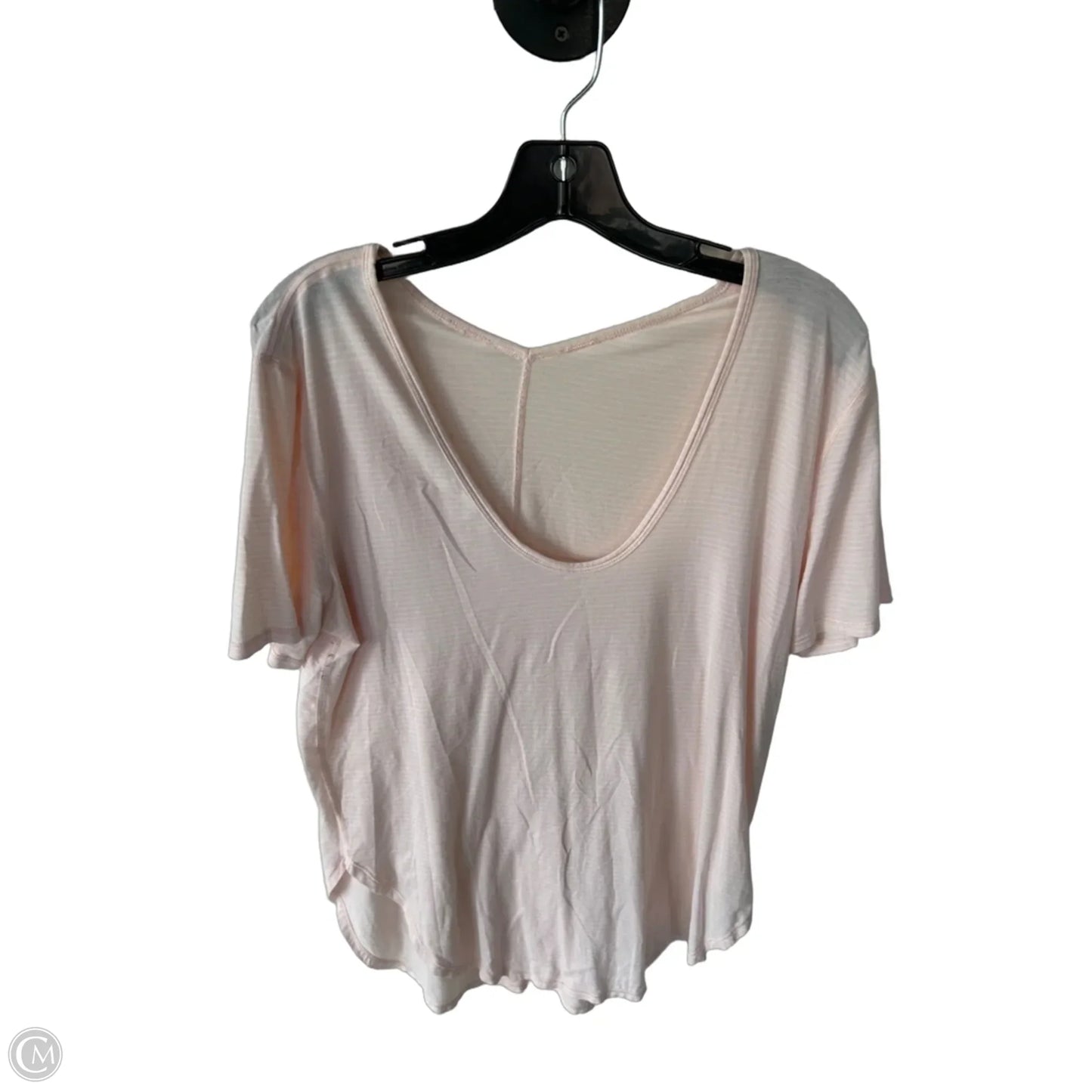 Athletic Top Short Sleeve By Lululemon In Pink & White, Size: M