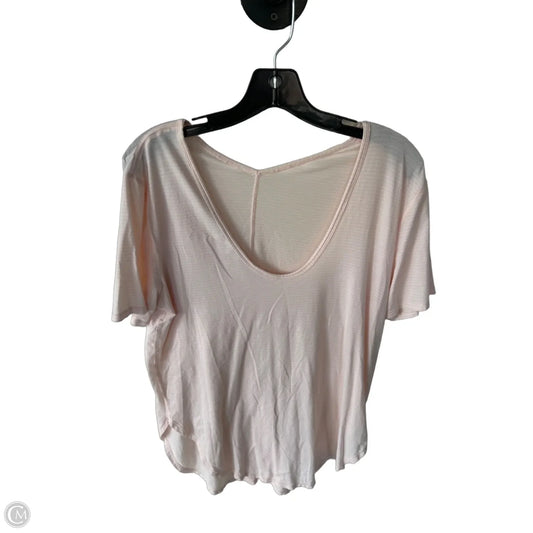 Athletic Top Short Sleeve By Lululemon In Pink & White, Size: M