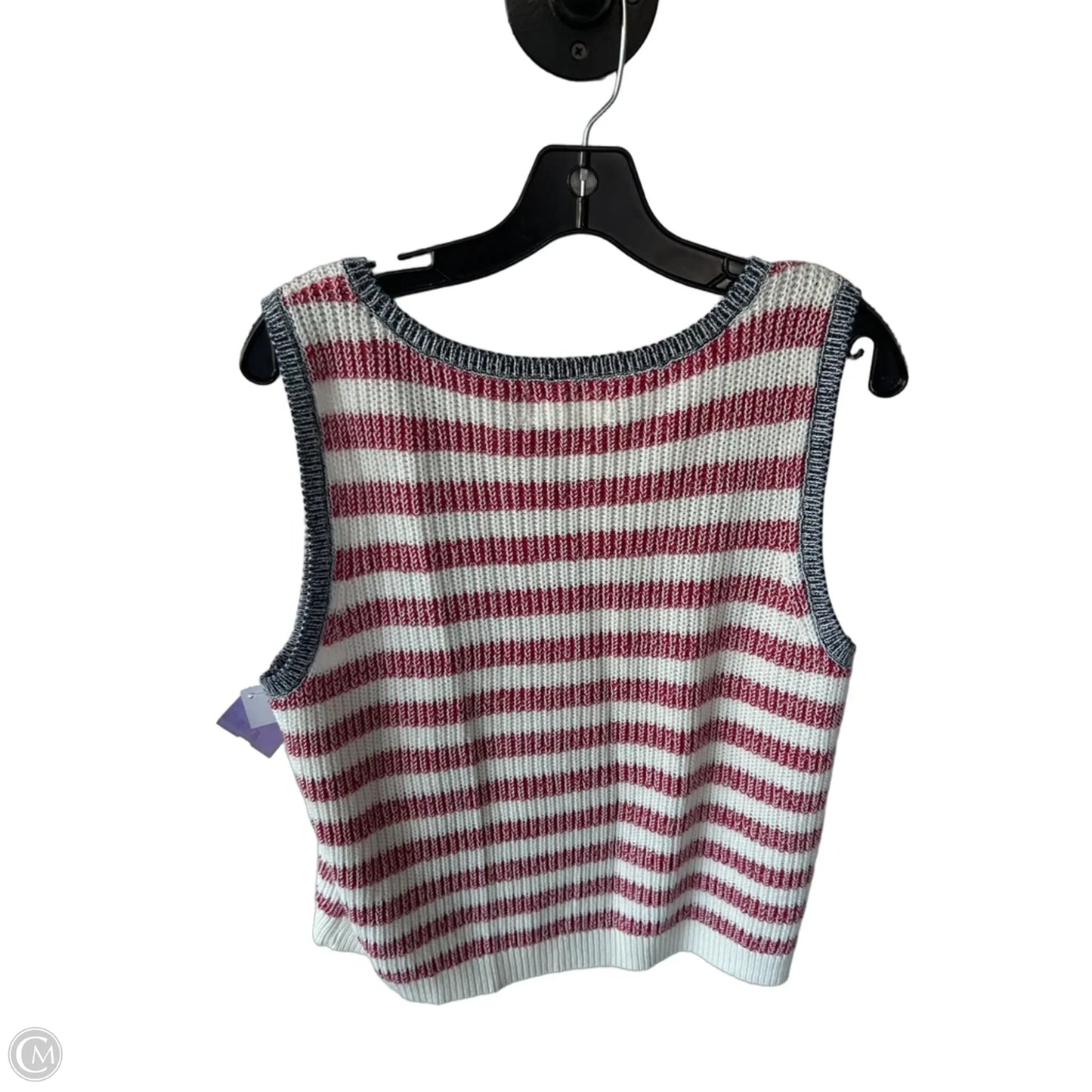 Vest Sweater By Lucky Brand In Blue & Red & White, Size: L