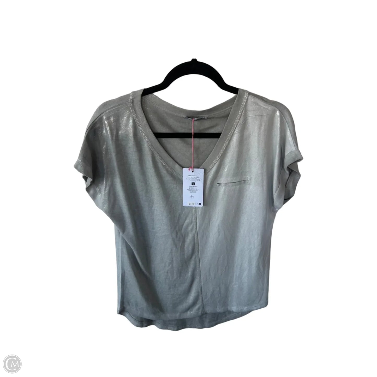 Top Short Sleeve By Clothes Mentor In Silver, Size: S