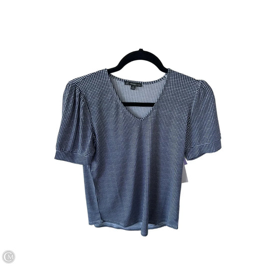 Top Short Sleeve By Adrianna Papell In Blue & White, Size: Xs