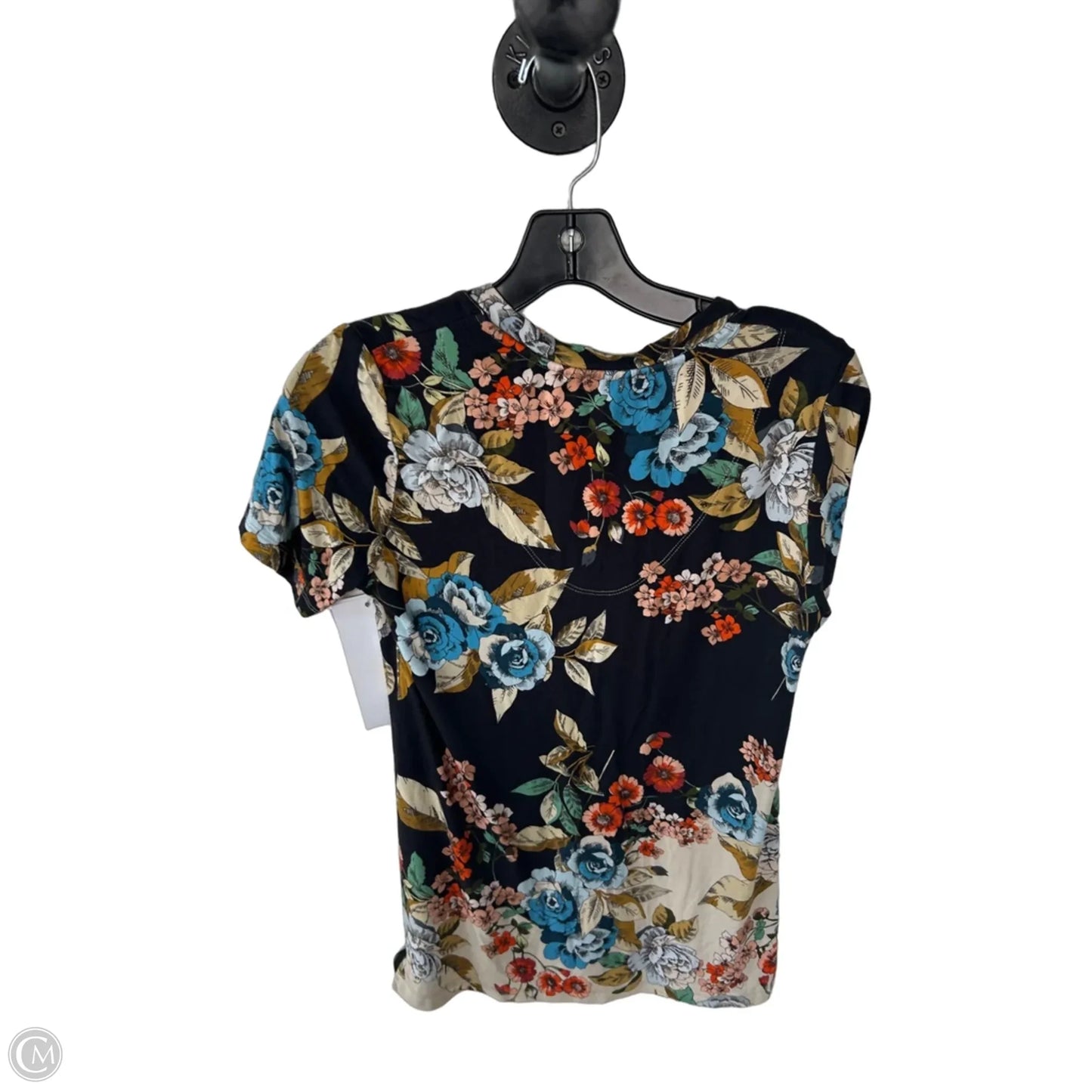 Top Short Sleeve Designer By Johnny Was In Black & Cream, Size: Xxs